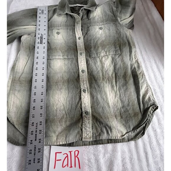 REI Co-Op Womens Plaid Button-Up Shirt Medium Olive Cotton Long Sleeve Casual - Picture 7 of 7